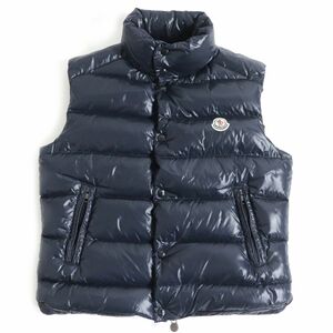 美品□2017年製 MONCLER/モンクレール TIB GILET ロゴワッペン付き WZIP×スナップボタン ダウンベスト/ジレ ネイビー 1 国内正規品 メンズ