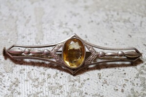 1341 昭和レトロ シトリン ブローチ ヴィンテージ アクセサリー 宝石 色石 カラーストーン 装飾品