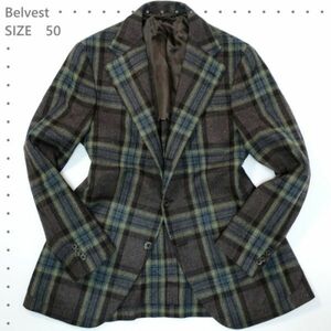 試着のみ☆ベルベスト Belvest ウールジャケット/国内正規品/秋冬起毛/バーニーズ ブラウン×グリーン 50Drop8（4930)