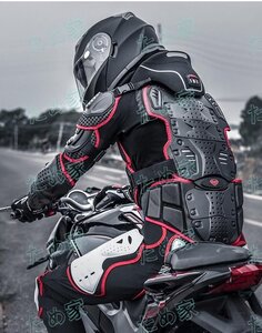 新品バイクウエア装備 バイクジャケット ライダースジャケット パッド付 耐磨防風耐衝撃 バイク用品 ひざ当て 肘当て ネックガード S~4XL赤