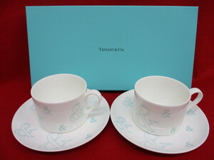 M【16968】未使用品★TIFFANY＆Co. ティファニー アンパーサンド カップ＆ソーサーセット 6864 8688★2客セット 食器 箱付