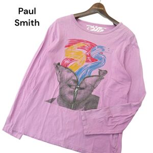 Paul Smith ポールスミス PSST 通年 フェイス ジップ プリント★ 長袖 カットソー ロンTシャツ Sz.L　メンズ 日本製　A4T08719_7#F