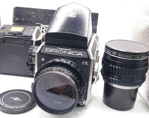 【B02-358】 ZENZA BRONICA EC-TL 中判フィルムカメラ NIKKOR-P 1:2.8 f=75mm ZENZANON MC 1:3.5 f=150mm シャッター動作OK [KE-721] 