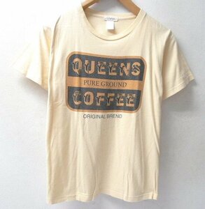 ◆OAFISH QUEENS COFFEE フレームロゴプリント Tシャツ ベージュ サイズS 希少