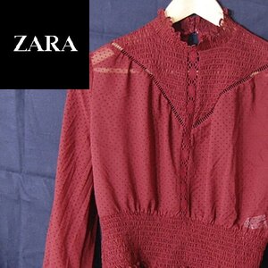 ザラ ZARA■長袖ブラウス　カットソー■M■ワインレッド系 ※IW4412130