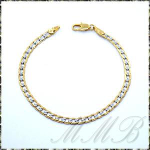 [BRACELET] Yellow & White Gold Filled センター ホワイトゴールド デザイン 喜平チェーン ブレスレット 4x230mm (5.5g) 【送料無料】