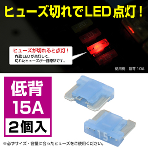 BigOne 切れたら光って知らせる インジケーター 内蔵 2個セット 低背 ASM ヒューズ 15A LED