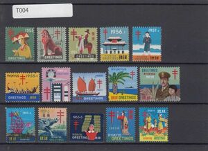 琉球 複十字シール 15種セット（1953-68）日本切手、印紙[T004]