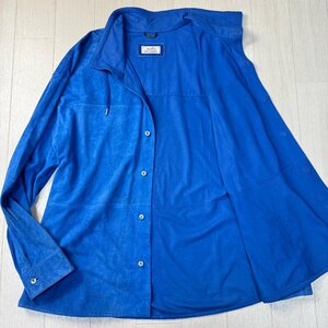 未使用並/58 3XL-4XL★エルメス/HERMES ダンクル総柄 最高級山羊革 スエードレザー ジャケット スタンドカラー ソフト起毛 メンズ 青