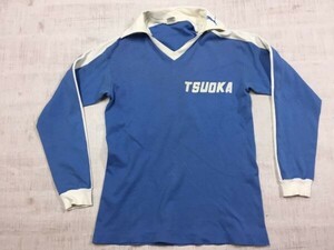 プーマ PUMA 80s 90s オールド レトロ スポーツ 古着 都岡 長袖ユニフォーム ゲームシャツ メンズ フロッキープリント O 水色