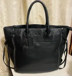 【美品】COACHコーチレザートートバッグ トールテータム　チェーン　チャーム付