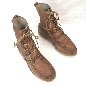 ラルフローレン/POLO RALPH LAUREN☆本革/ショートブーツ【7.5D/25.0-25.5cm/茶/BROWN】レースアップ&ベルト/boots/Shoes◇bWB97-3