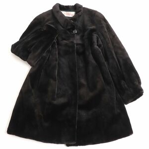 極美品◆Altima アルティマ MINK　シェアードミンク　本毛皮コート　ダークブラウン　13-15　毛質柔らか◎