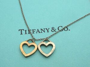 1000円スタート ネックレス TIFFANY&Co. ティファニー ダブルハート 925/750刻印 総重量約3.3g シルバー×ゴールド アクセサリー 4 J60024