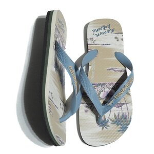 P3469z1　▼メゾンキツネ × HAVAIANAS ハワイアナス▼　24SS HAWAIIAN FLIP FLOPUS ビーチサンダル ブルー 35-36/22.5-23cm 春夏