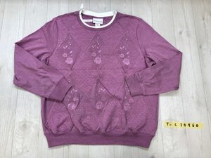 ALFRED DUNNER アルフレッドダナー レディース 花刺繍入り トレーナー M 杢ピンク