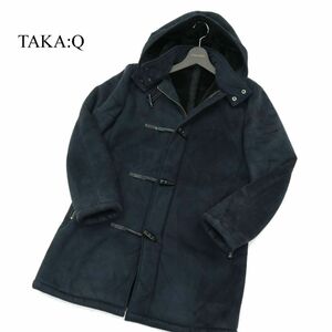 TAKA:Q タカキュー 秋冬 裏ボア★ フェイク ムートン ジップ ダッフル コート Sz.M　メンズ ネイビー　A3T14021_B#N