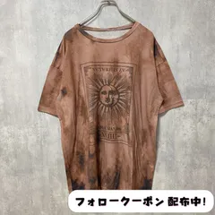 古着 used　半袖プリントデザインTシャツ　太陽　ブラウン　レトロ　クルーネック　春夏服　メンズ　レディース　