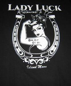 LADY LUCK　両面ペイントVネックTシャツ 　黒　M .L. 2L．3Lの3サイズから選べます