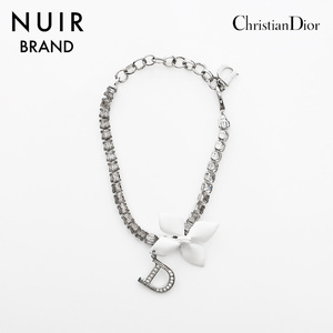 クリスチャンディオール Christian Dior ブレスレット ラインストーン フラワー シルバー