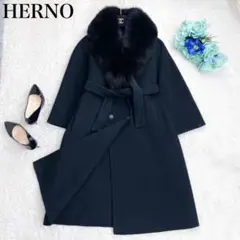 HERNO ヘルノ フォックスファー  カシミヤ　ダブルフェイスロングコート38