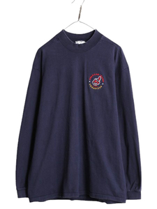 90s USA製 MLB インディアンズ モックネック 長袖 Tシャツ メンズ L / 90年代 オールド Lee SPORT ラガーシャツ 素材 ヘビーウェイト ロンT