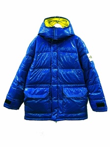 ザノースフェイス THE NORTH FACE RIPSTOP DOWN PARKA ダウンジャケット XL ブルー イエロー ジップアップ アウター