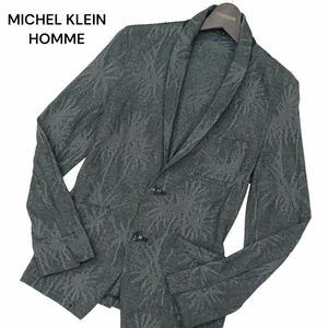 MICHEL KLEIN HOMME ミッシェルクラン オム 春夏 ジャガード総柄★ ショールカラー ジャケット Sz.46　メンズ グレー 日本製　C4T01296_2#M