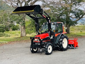 三菱トラクター MT336 33馬力 671h フロントローダー付 エアコンキャビン 三菱ロータリーRB181 四駆 パワステ