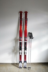 中古 サロモン SALOMON X-WING10 178cm スキー板 エックスウィング/ビンディングSALOMON WING/ ポール ストック 116cm/カービング