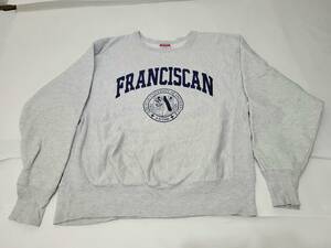 ～00s MEXICO製 CHAMPION チャンピオン リバースウィーブ “ FRANCISCAN UNIVERSITY ” カレッジプリント L 杢グレー