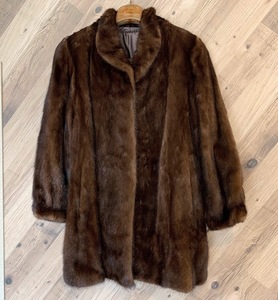 【Y‐20】　毛皮　コート　サガミンク　SAGA MINK　Superb Quality　Ranched Mink　リアルファー　ミンク　11号　ブラウン　現状品