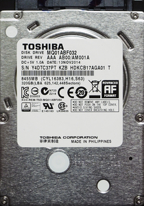 TOSHIBA MQ01ABF032 2.5インチ 7mm SATA600 320GB 51回 18274時間