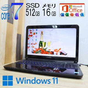 ★美品 最上級4コアi7！新品SSD512GB メモリ16GB★AH56/H Core i7-3610QM Webカメラ Win11 MS Office2019 Home&Business ノートPC★P72107