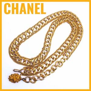 CHANEL シャネル ライオンヘッド チェーンベルト ヴィンテージ ゴールド GP レディース アクセサリー ネックレス