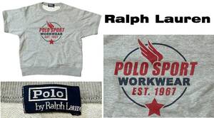 新品同然ラルフローレンRalphLauren60’Sビンテージ・レプリカ半袖スウェットシャツ★グレー★S