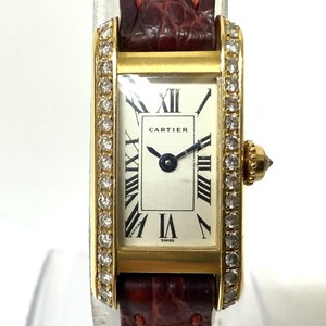 I860-I50-1102◎【電池交換済み/稼働】 Cartier カルティエ タンクアロンジェ 1380 18K 750 ダイヤ レディース 腕時計 クォーツ