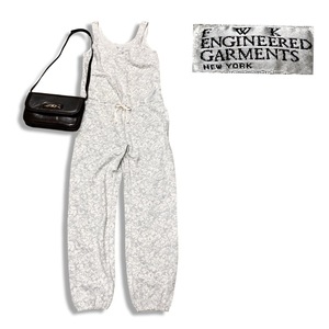 FWK ENGINEERED GARMENTS エンジニアードガーメンツ ノースリーブ 総柄 サロペット オーバーオール ホワイト USA製 size 1 レディース