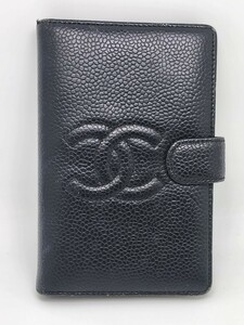 CHANEL　シャネル　手帳カバー　アジェンダ　キャビアスキン　ココマーク 黒 レザー ブラック