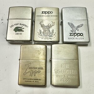 G024 まとめ ▲ Zipoo ジッポー オイルライター 5点セット フォートマクヘンリー 鹿 ワニ イーグル 他 喫煙具 2点火花あり