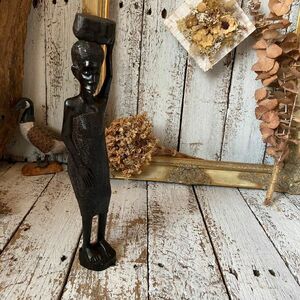 タンザニア マコンデ彫刻*プリミティブ アート*古いウッドカービング ドール 黒檀 木彫り人形*アフリカ 未開 原始 美術 民族 オブジェ 置物