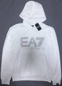 [新品] EA7 / EMPORIO ARMANI　袖口シグネチャーロゴ入り【メンズ・スウェットパーカ】◆2024年春夏モデル　サイズ：L(50相当)　◆色：白