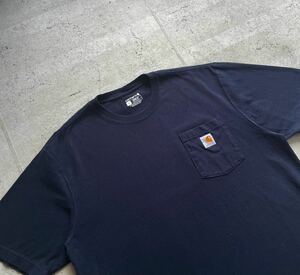 Carhartt カーハート ショートスリーブ ポケット付き Tシャツ ネイビー L ルーズフィット