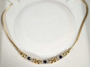 美品 ミキモト MIKIMOTO ネックレス タイプ K18YG ダイヤ サファイア