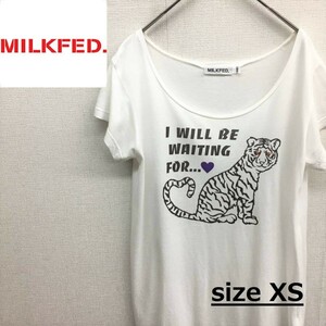 EZ2590●MILKFED. 半袖プリント Tシャツ●XS●ホワイト オーバーサイズ ミルクフェド