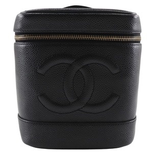 CHANEL シャネル バニティ ココマーク ハンドバッグ A01998 ポーチ キャビアスキン 黒 レディース【I211824024】中古