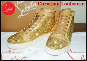 激レアモデル プレオーダー Christian Louboutin ルイスストラス クリスチャンルブタン メンズ 41 ゴールド ハイカットスニーカー 金ハラコ