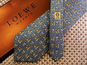 ♪31839D♪状態並品【人 楽器 葉っぱ 植物 柄】ロエベ【LOEWE】ネクタイ