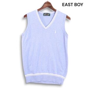 EAST BOY イーストボーイ 通年 刺繍♪ Vネック コットン ニット スクール ベスト Sz.9 レディース 女子 学生 通学　K4T02302_C#O