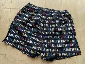 即決！ポールスミス！PAUL SMITH 布帛トランクス マルチカラーロゴ ブラックM